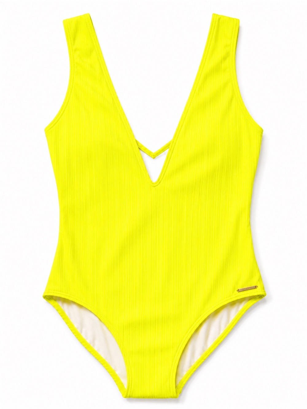 Vince Camuto Yellow Ribbed One-Piece Swimsuit Size 14